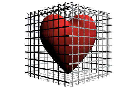 heart in steel cage illustrationの写真素材