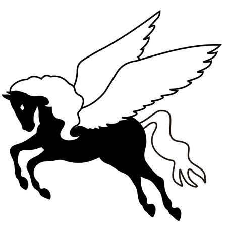 pegasus black silhouette vectorのイラスト素材