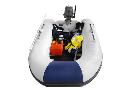 boat with water safe vest isolatedの写真素材