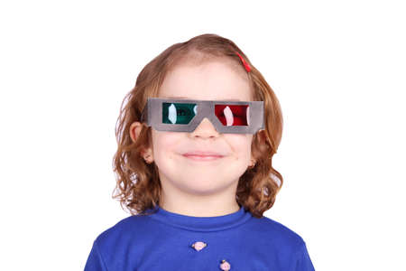 little girl with 3d glassesの写真素材