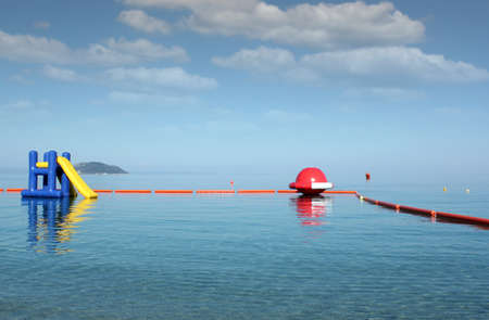 water slide seascape summer vacation sceneの写真素材