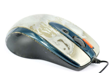 old computer mouse on whiteの写真素材