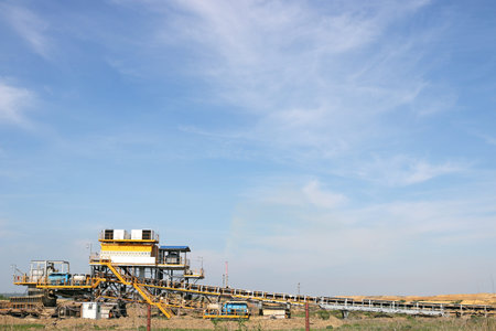 open coal mine with machineryの写真素材