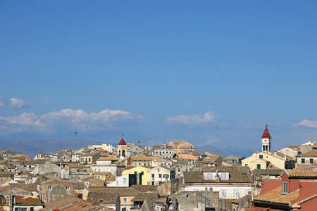 old Corfu town cityscape Greeceの写真素材