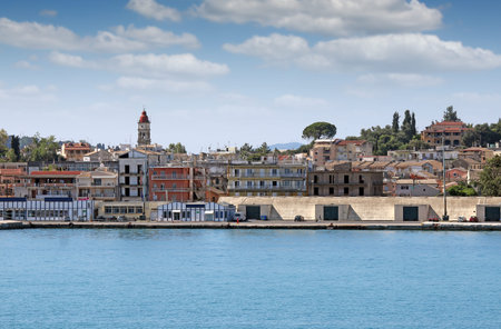 Corfu town port with warehouses