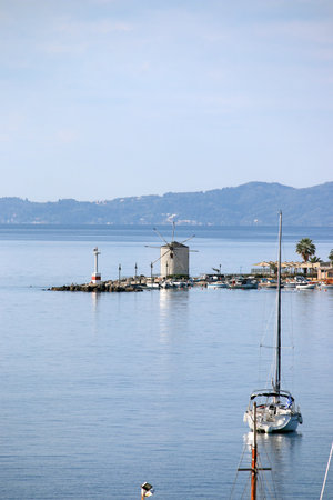old windmill Corfu town Greeceの写真素材