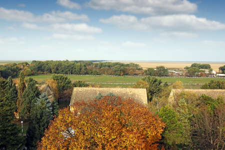 Farm rural landscape autumn seasonの写真素材