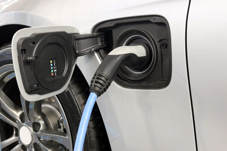 electric car is charging 
