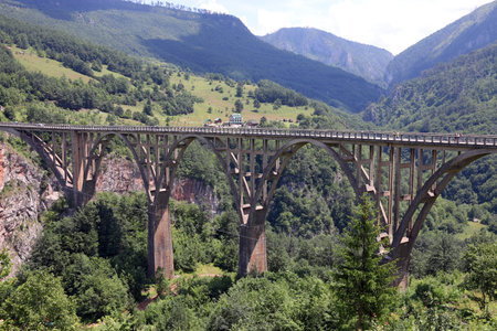 Djurdjevic bridge Tara river canyon Montenegroの写真素材