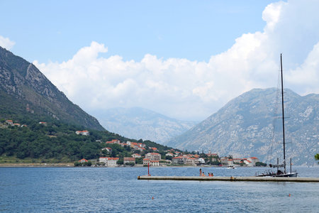tourists enjoy a summer holiday at sea Kotor bay Montenegro