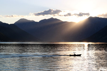 sunset Bay of Kotor Montenegro summer season