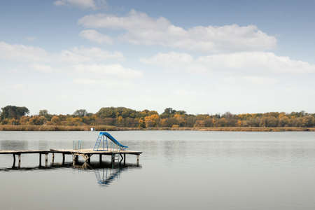 slide on the lake landscape autumn seasonの写真素材