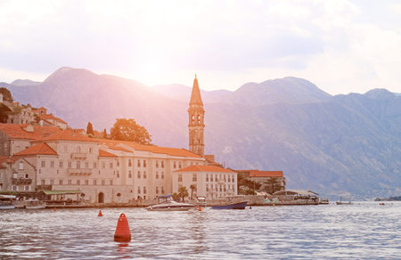 Old town Perast in morning Kotor bay Montenegro