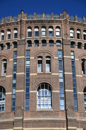 Gasometer gas storage detail Vienna Austriaの写真素材