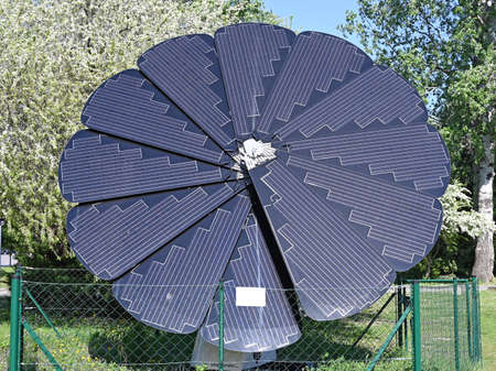flower shaped solar panels in Viennaの写真素材