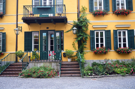 old house with flowers on windows Bad Gastein Austria