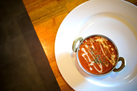 Indian curry has a red color and a spicy tasteの写真素材