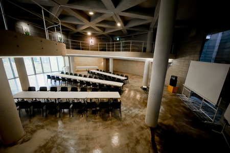 A space where a large number of people can gather and hold a meetingの写真素材