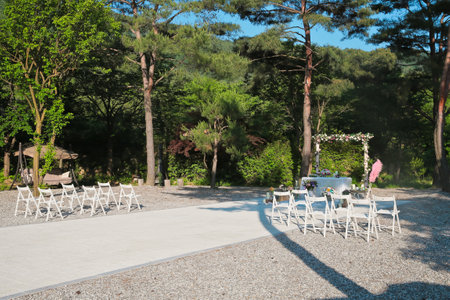 Wedding trends these days are small outdoor weddingsの写真素材