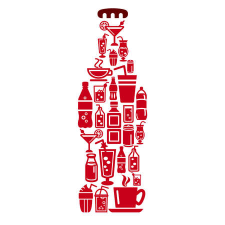 Drinks Icons in Bottle Shapeのイラスト素材
