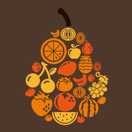 Fruits Icons in Pear Shapeのイラスト素材