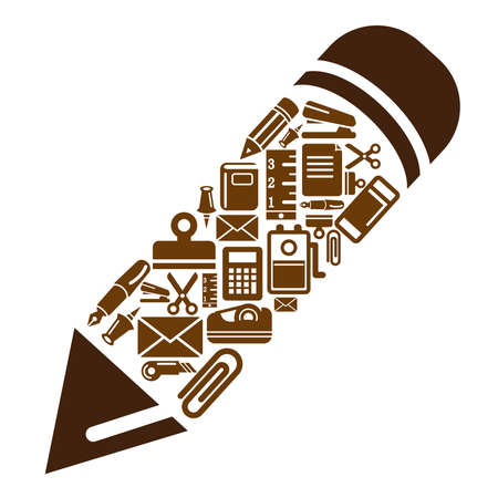 Stationary Icons in Pen Shapeのイラスト素材