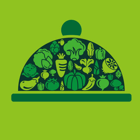 Vegetables Icons in Dish Shapeのイラスト素材