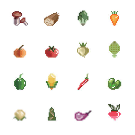 Vegetables Pixel Iconsのイラスト素材
