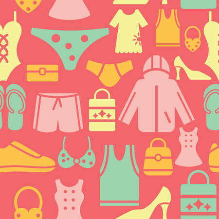 Clothing and Accessories Icons Seamless Background