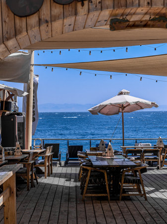 Beautiful building overlooking the sea. Cafe on the sea.   09/19/2021 10:30:27 +0000