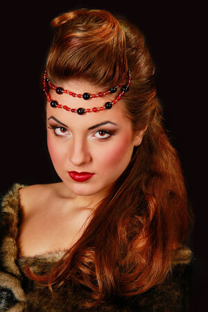 Beautiful Russian woman in furの写真素材