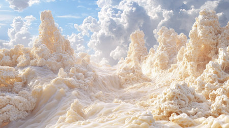 3D hyper-realistic seamless sky cloud waves, detailed summer formations for overlays.の素材