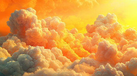 3D hyper-detailed seamless cloud ripples, warm golden sunlight shimmering across formations.の素材