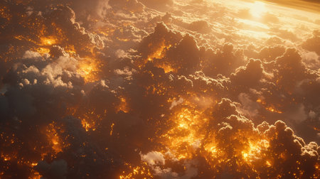 3D detailed seamless soft cloud waves, warm golden sunlight reflections, ultra-realistic.の素材