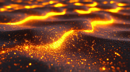 3D detailed seamless sand ripples, glowing desert wave formations with smooth reflections.の素材