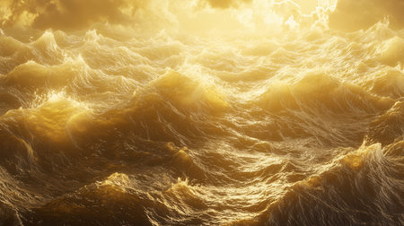 3D detailed seamless soft cloud waves, warm golden sunlight reflections, ultra-realistic.の素材