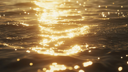 3D realistic seamless water reflections, glowing sunlight ripples in a natural transparent overlay.の素材