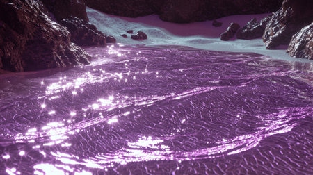 Hyper-detailed seamless ripples in the sand, glowing desert waves with soft reflections.の素材