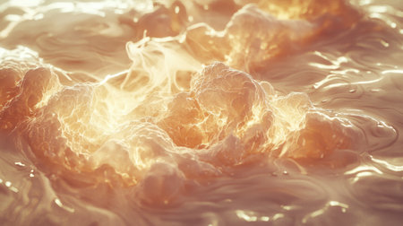 Hyper-detailed seamless floating cloud formations, glowing soft ripples in golden sunlight.の素材