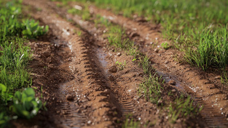 Crystal-clear seamless summer soil waves, glowing ground textures in warm brown tones.の素材