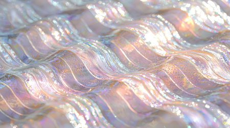 Crystal-clear seamless summer cloud waves, glowing sky textures in soft pastel tones.の素材