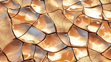 Seamless transparent floating ground wave texture, ultra-realistic cracked soil reflections.の素材