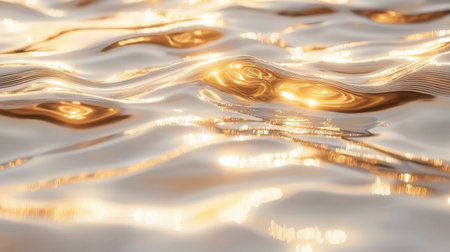 Seamless realistic sand ripples, golden waves with soft summer sunlight, a transparent overlay.の素材