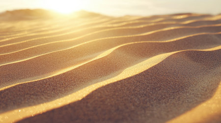 Soft glowing seamless sand ripples, realistic wave formations under warm sunlight.の素材