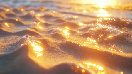 Soft glowing seamless sand ripples, realistic wave formations under warm sunlight.の素材