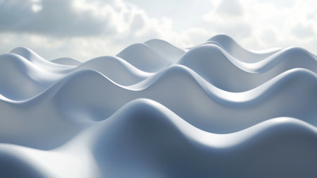 Soft natural seamless cloud waves, glowing sunlight on fluffy sky formations.の素材