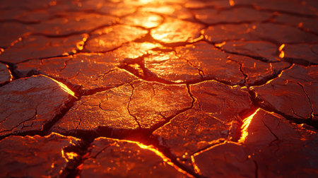 Soft seamless cracked soil ripples, realistic ground textures glowing under sunlight.の素材