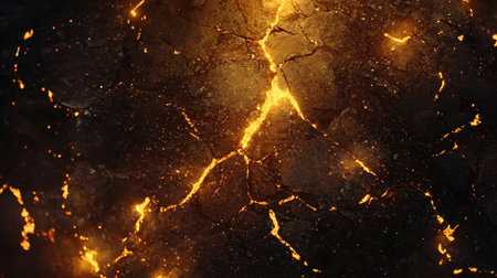 Ultra-realistic seamless soil texture, cracked earth waves under soft golden light.の素材