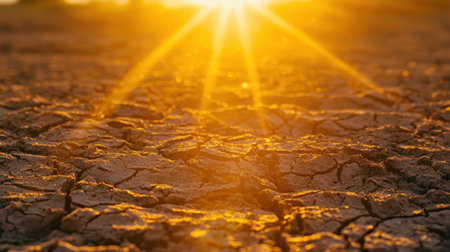 Soft seamless cracked soil ripples, detailed ground texture glowing in the summer sun.の素材
