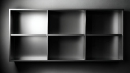 This minimalist metal shelf features empty compartments, ideal for storage or display. Perfect for modern interiors, it adds style to any space with its clean lines.の素材